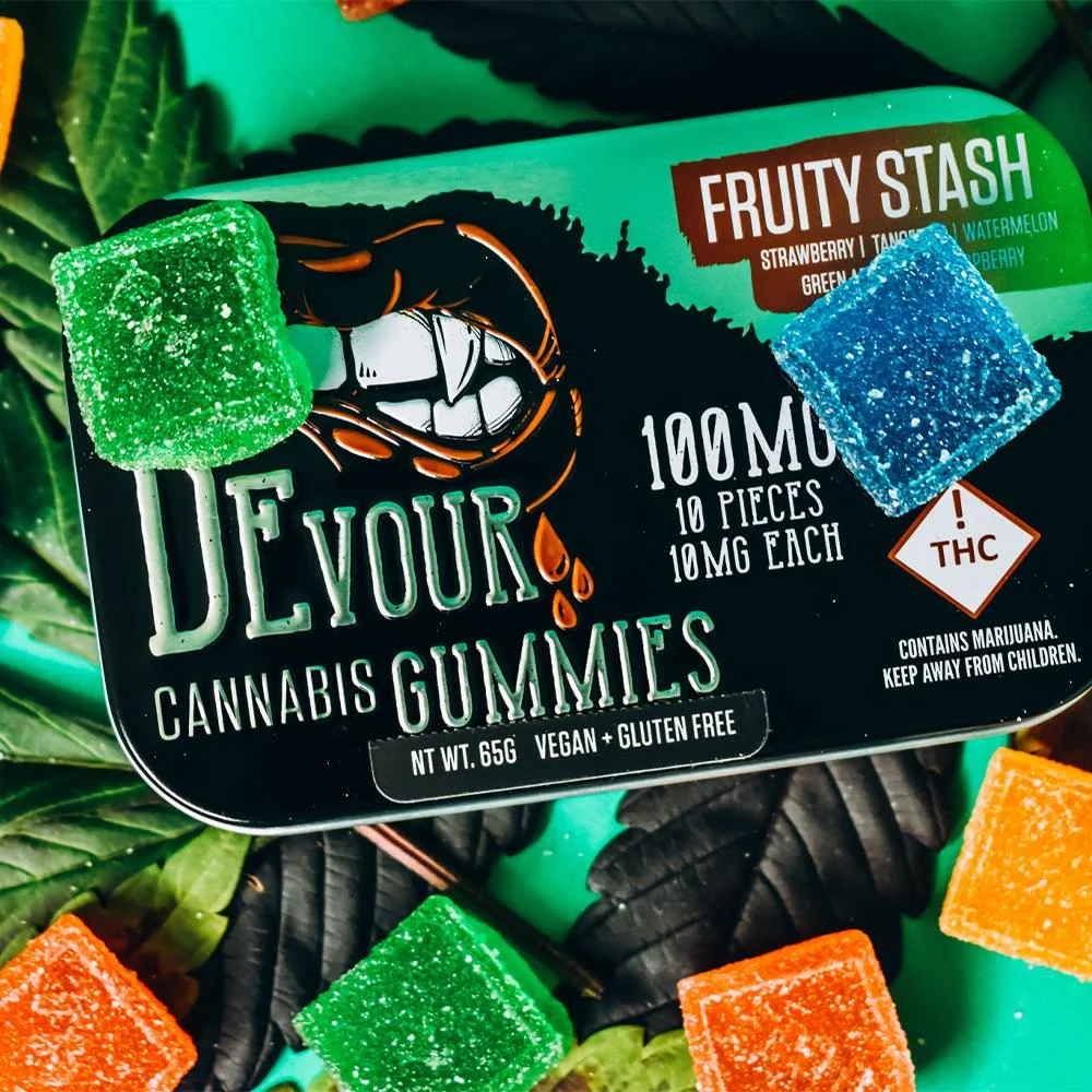 Devour Fruity Stash Gummies 100mg - Image 11