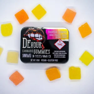 Devour Tropical Sunrise Gummies 100mg THC Per Package