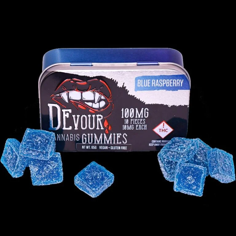 Devour Gummies Blue Raspberry 100mg - Image 12