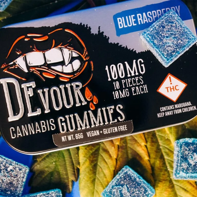 Devour Gummies Blue Raspberry 100mg - Image 11