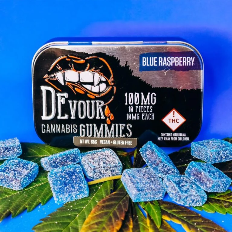 Devour Gummies Blue Raspberry 100mg - Image 9