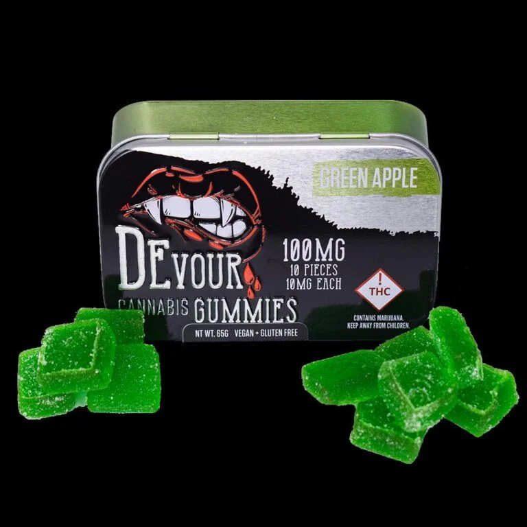 Devour Gummies Green Apple 100mg THC Per Package – 10mg THC Per Piece - Image 10