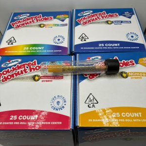 DEVOUR POWDERED DONUT HOLES 2G DIAMOND COATED PRE ROLL WITH LIVE ROSIN CENTER